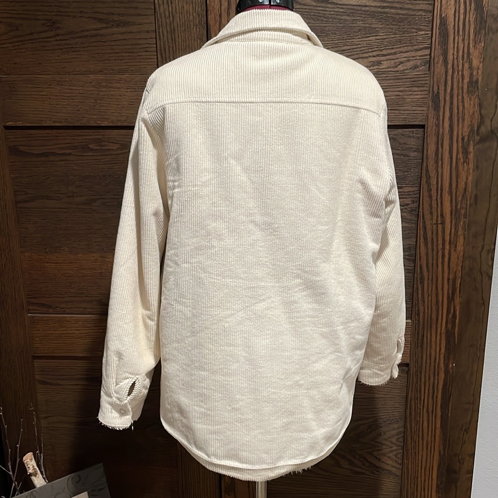 Cream Courderoy Shacket - Picture 3 of 11